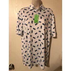 NWT Crown & Ivy Polo Motion Flex SZ S Pineapple Short Sleeve Golf Shirt